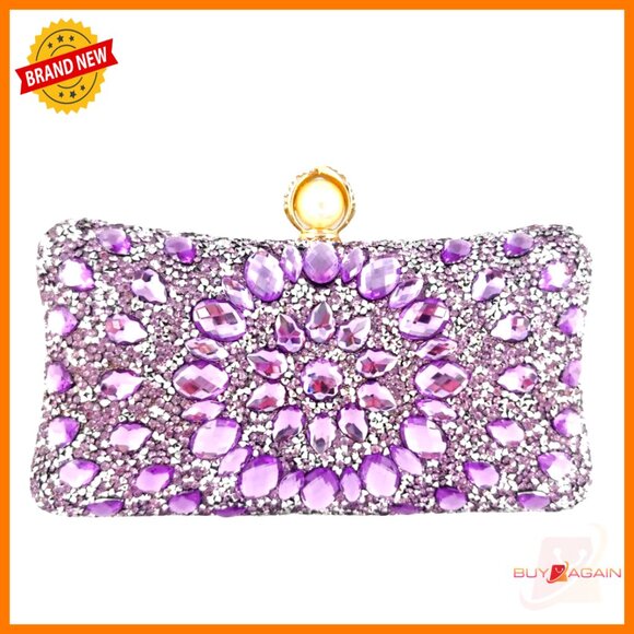 Handbags - Mini Rhinestone Clutch Purse with Pearl Clasp, Evening Bag for Weddings &